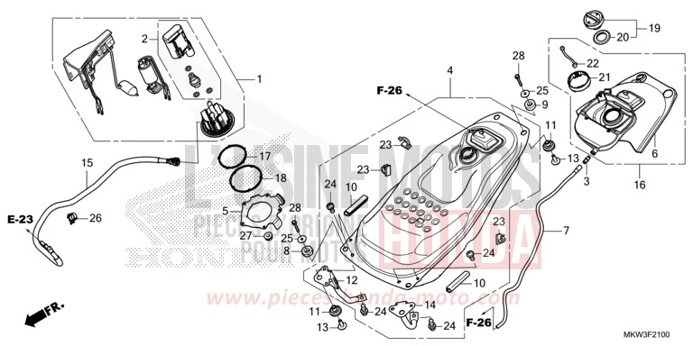 RESERVOIR A CARBURANT/POMPE A CARBURANT de NC750X DCT GLINT WAVE BLUE METALLIC (B197) 2021